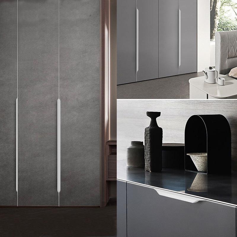Minimalist Modern White Metal Cabinet Handles Sleek Contemporary Furniture Pulls Kitchen Cupboards Bedroom Closets Drawers Smooth Hardware