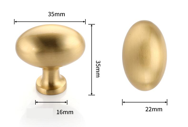 Modern Solid Brass Oval Cabinet Knobs Matte Gold Polished Gold Chrome Black Finishes Kitchen Closet Drawer Dresser Nightstand Furniture