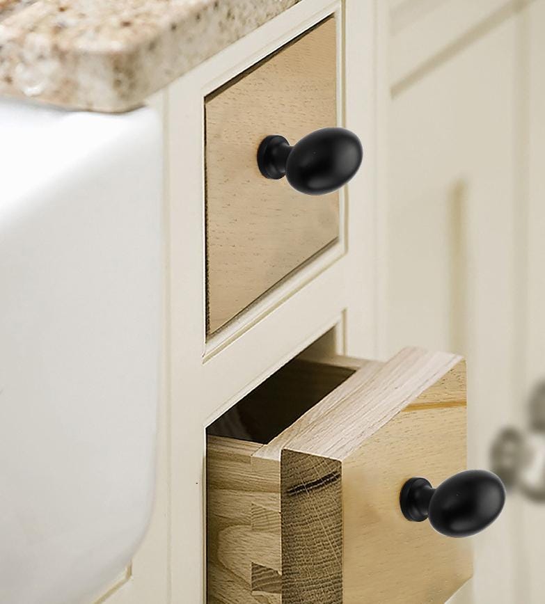 Modern Solid Brass Oval Cabinet Knobs Matte Gold Polished Gold Chrome Black Finishes Kitchen Closet Drawer Dresser Nightstand Furniture