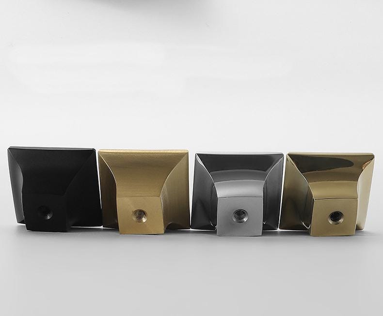 Geometric Pyramid Solid Brass Cabinet Knobs Modern Gold Black Silver Diamond-Shaped Drawer Pulls Kitchen Closet Dresser Furniture