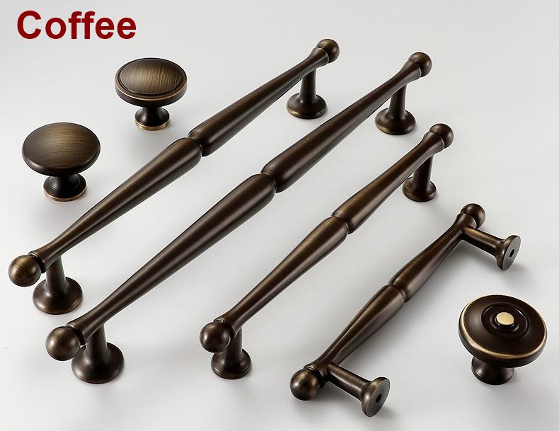 Solid Brass Round Cabinet Pulls & Knobs - Brushed Gold Finish - #2 Black / 1pc