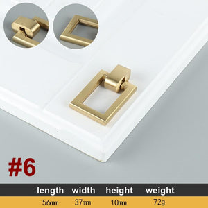 Solid Brass Round Cabinet Ring Pulls - Brushed Gold Finish Hardware - #2 / 1pc