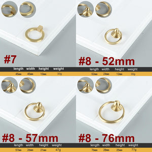 Solid Brass Round Cabinet Ring Pulls - Brushed Gold Finish Hardware - #3 / 1pc