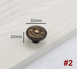 Solid Brass Vintage Cabinet Pulls & Knobs - Red Bronze Finish - #1 Black - 128mm / 1pc