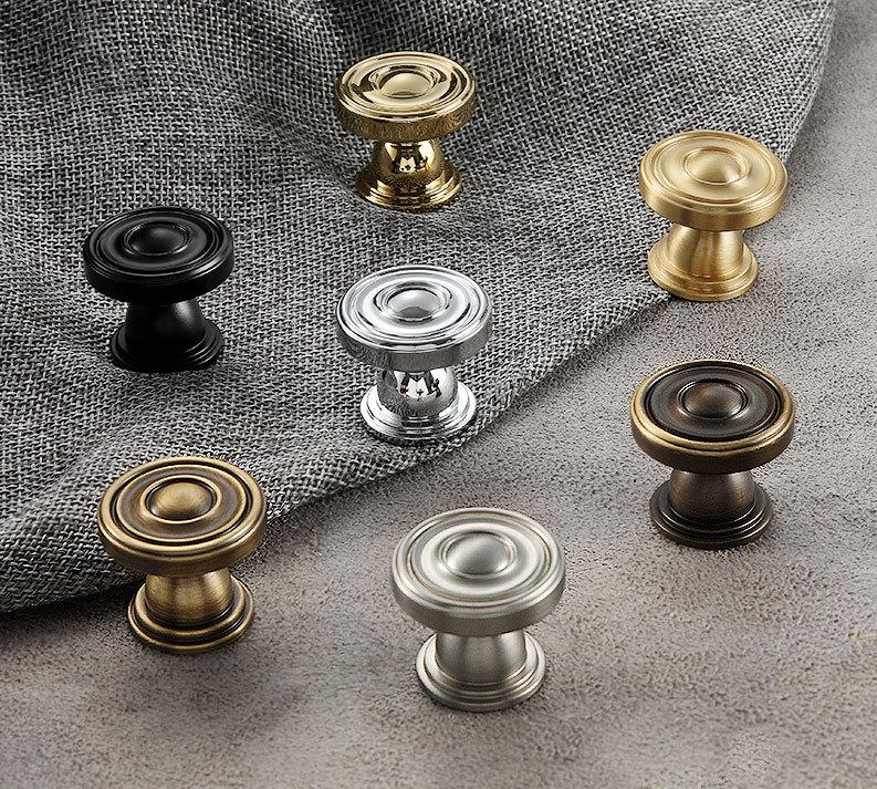 Classic Round Solid Brass Cabinet Knobs Traditional Drawer Pulls in Bronze Gold Black Chrome Nickel for Kitchen Dresser Furniture Upgrade