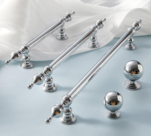 Solid Brass Ornate Cabinet Pulls & Knobs - Polished Silver Finish - #2 / 1pc