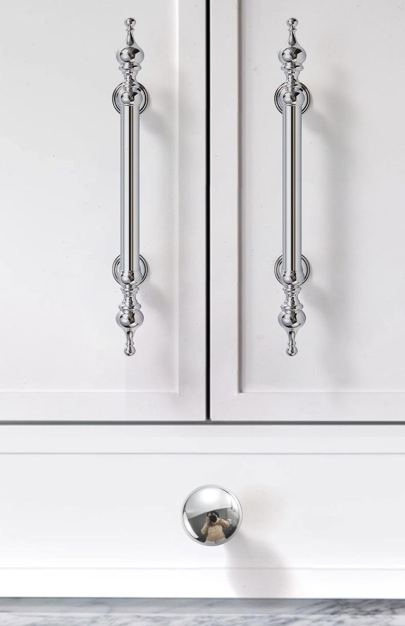 Chrome Baroque Cabinet Solid Brass Handles Knobs Wardrobe Dresser Kitchen Bathroom Furniture Polished Vintage Classic Luxury Style Finish