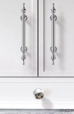 Solid Brass Ornate Cabinet Pulls & Knobs - Polished Silver Finish - view 7