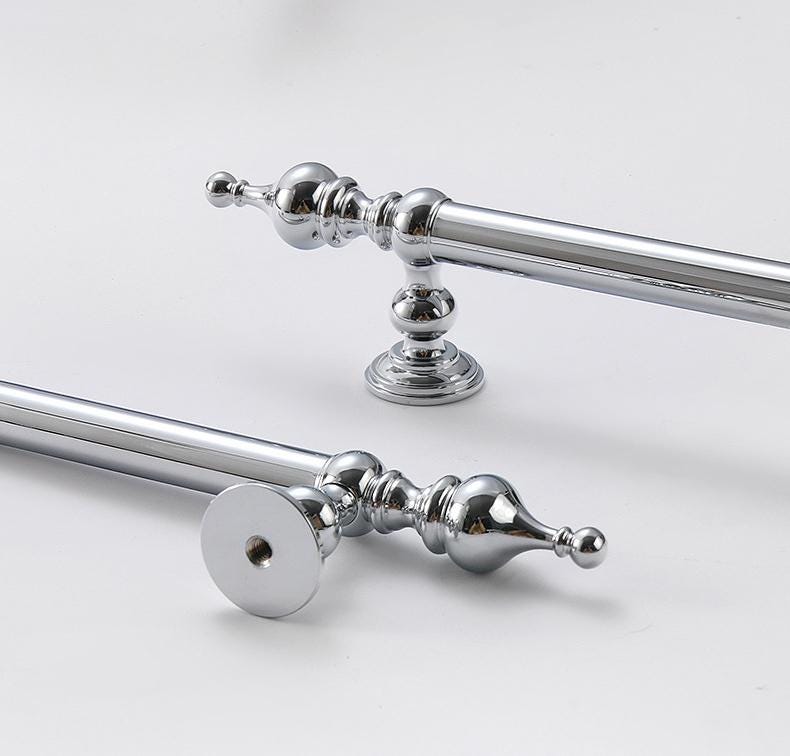 Chrome Baroque Cabinet Solid Brass Handles Knobs Wardrobe Dresser Kitchen Bathroom Furniture Polished Vintage Classic Luxury Style Finish