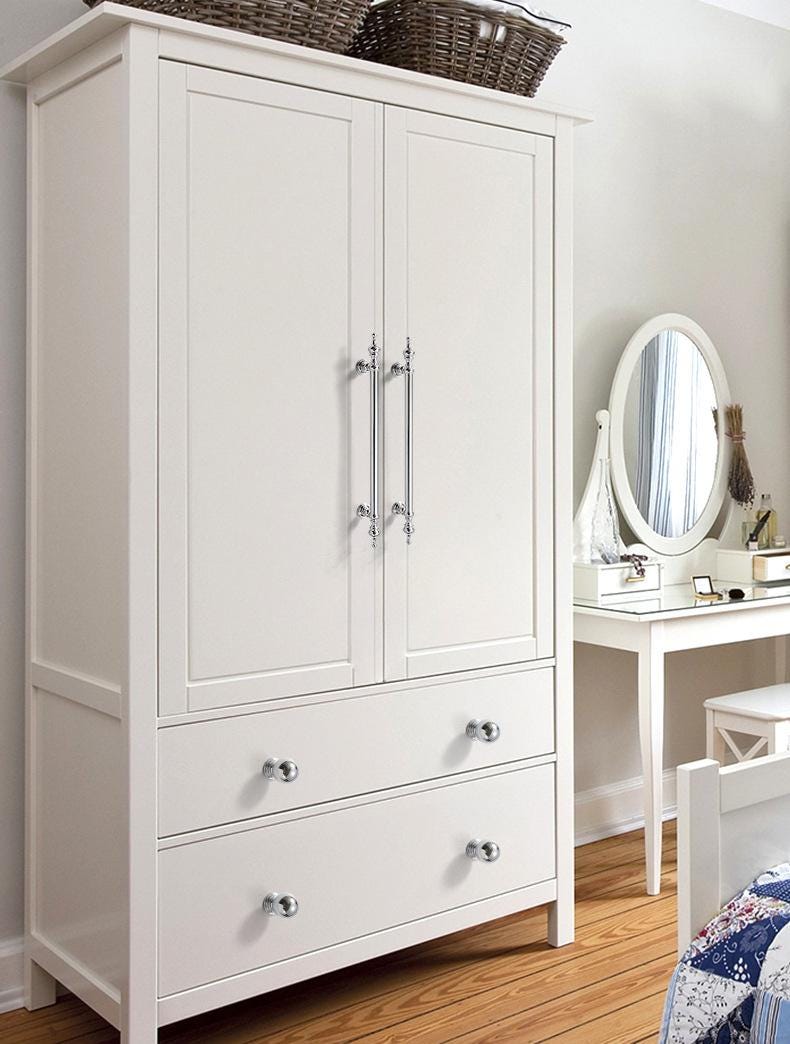 Chrome Baroque Cabinet Solid Brass Handles Knobs Wardrobe Dresser Kitchen Bathroom Furniture Polished Vintage Classic Luxury Style Finish