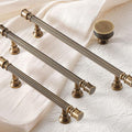 Antique Bronze Cabinet Solid Brass Handles Knobs Set Fluted Neoclassical Design Dresser Drawer Wardrobe Furniture Traditional Retro Style