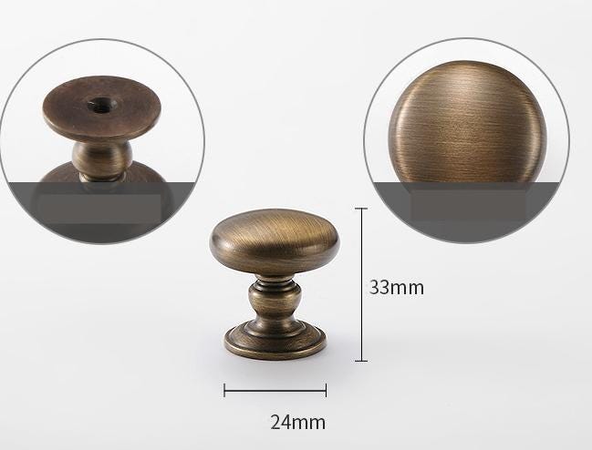 Antique Bronze Cabinet Solid Brass Handles Round Knobs Set Drawers Wardrobes Classic Vintage Style with Ornate Neoclassical Accents