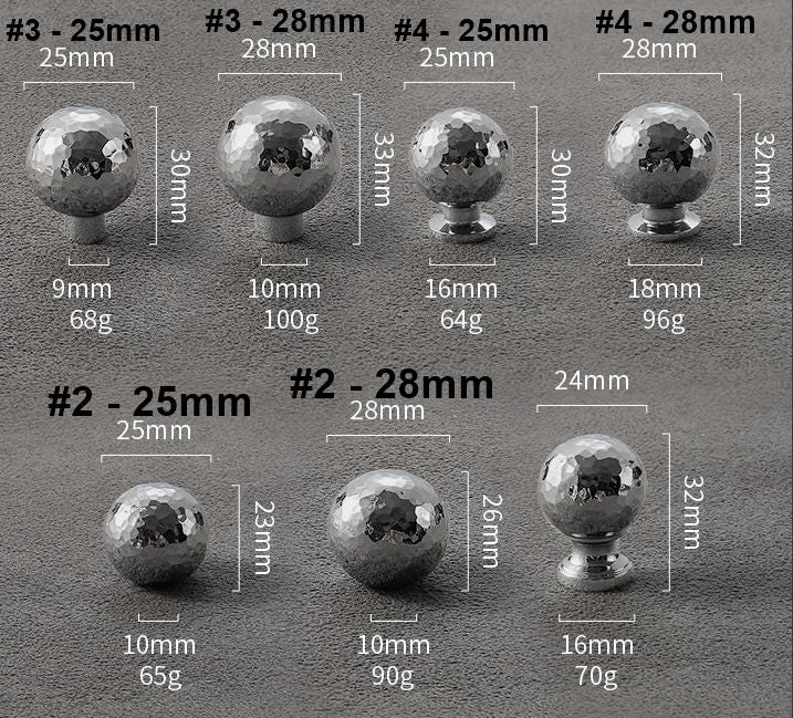 Hammered Chrome Cabinet Solid Brass Handles Knobs Set Modern Kitchen Drawer Furniture Polished Silver Loft Style With Ball And Bar Design
