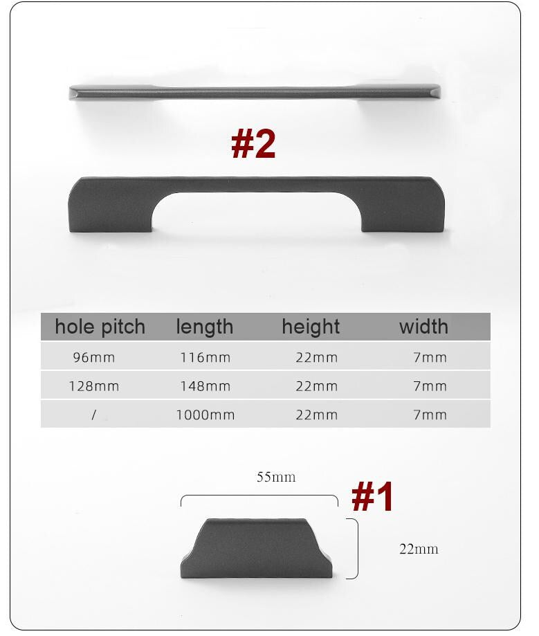 Minimalist Solid Brass Cabinet Pulls Drawer Handles Matte Black Graphite Gray Brushed Gold Modern Kitchen Wardrobe Dresser Office Furniture