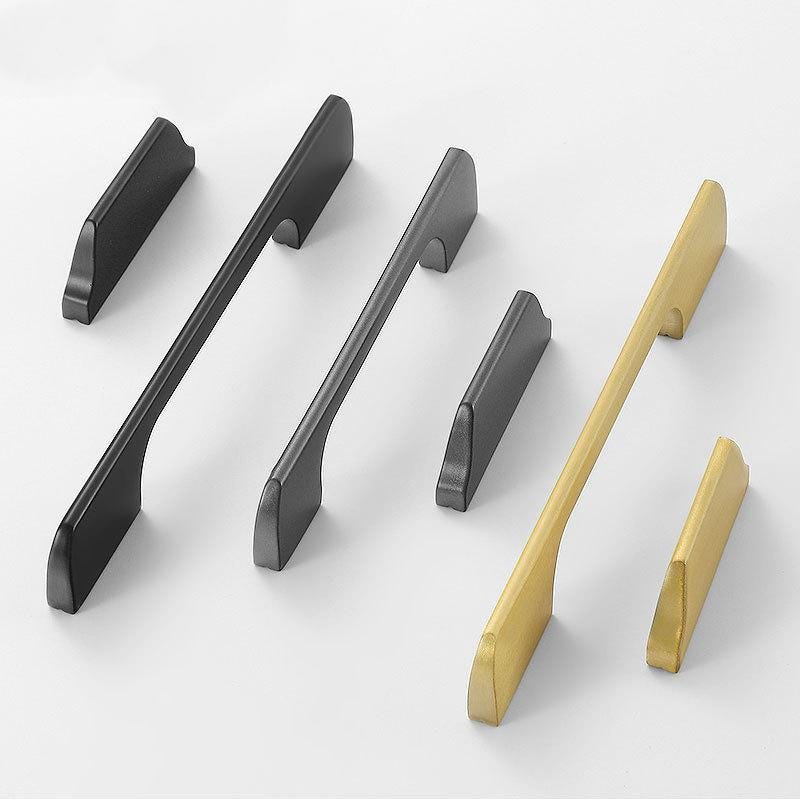 Minimalist Solid Brass Cabinet Pulls Drawer Handles Matte Black Graphite Gray Brushed Gold Modern Kitchen Wardrobe Dresser Office Furniture