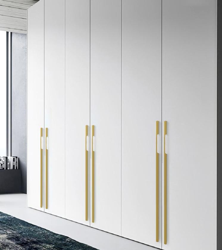 Solid Brass Minimalist Cabinet Pulls & Knobs - Brushed Gold Finish - #2 Black 1000mm / 1pc