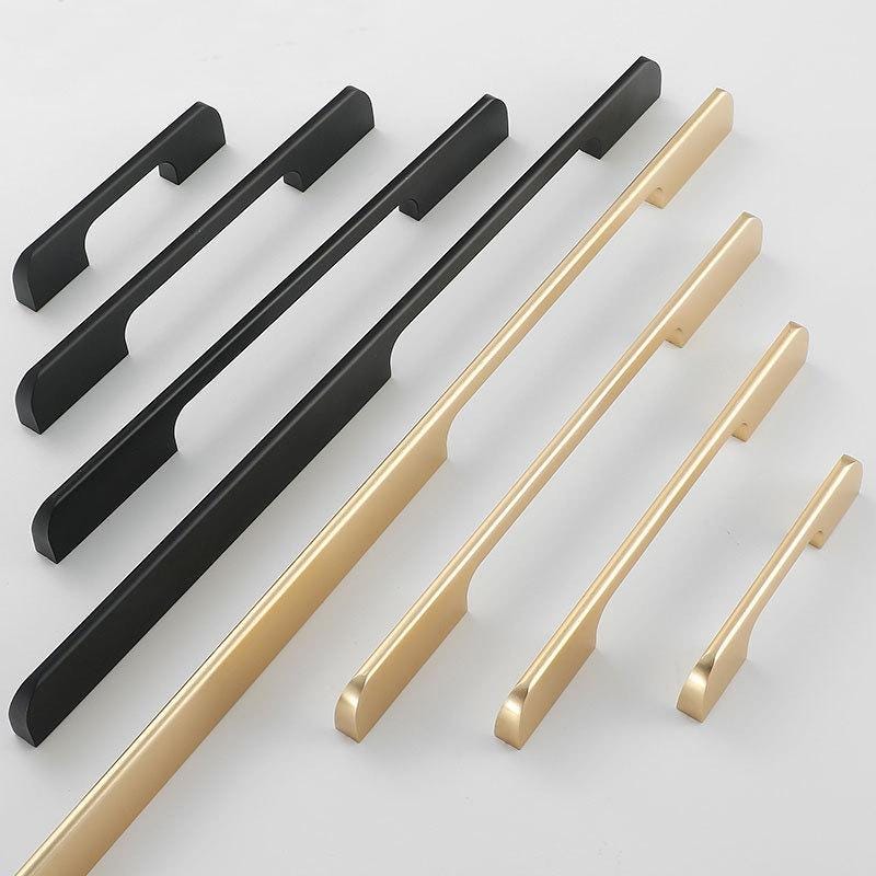 Minimalist Metal Drawer Pulls Matte Black Satin Gold Finishes Sleek Modern Cabinet Handles Kitchen Wardrobe Furniture Interior