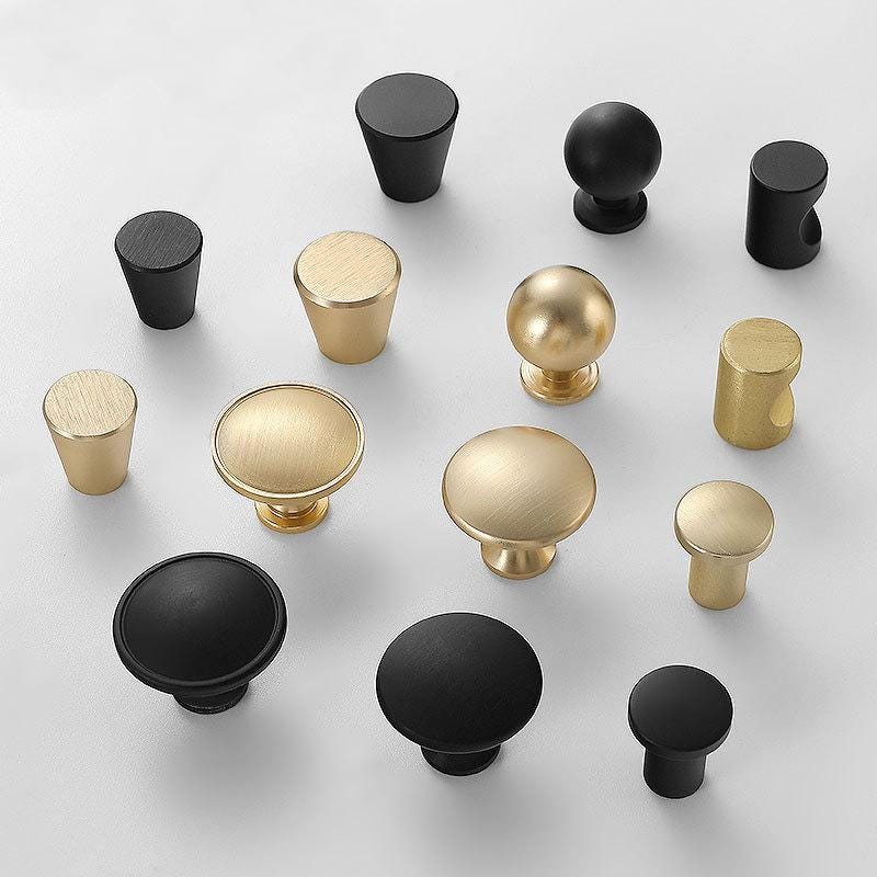 Modern Minimalist Metal Cabinet Knobs Matte Black Brushed Scandinavian Style Furniture Handles Kitchen Bathroom Closet Drawer Fronts