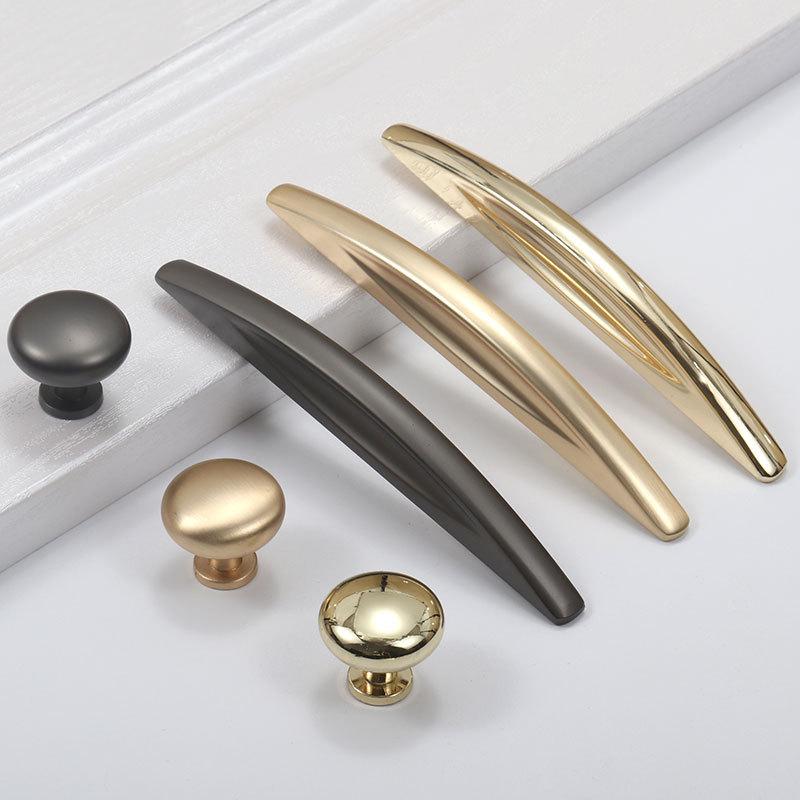 Modern Minimalist Metal Drawer Pulls Cabinet Knobs Glossy Gold Matte Black Brushed Kitchen Furniture Interior Design Upgrade