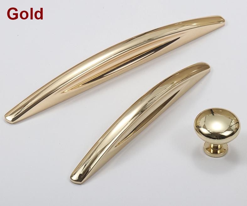 Alloy Minimalist Cabinet Pulls & Knobs - Chrome Finish for Cabinets - #2 Gold 128mm / 1pc