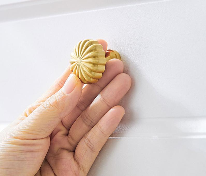 Elegant Classic Solid Brass Cabinet Knobs Matte Gold Finish Flower-Inspired Decorative Handles Drawers Dressers Vintage Furniture Upgrade