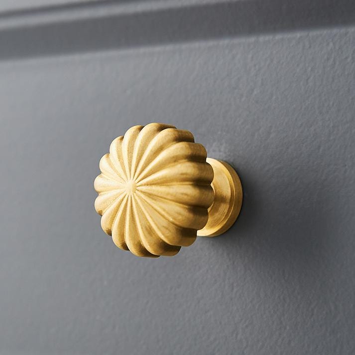 Elegant Classic Solid Brass Cabinet Knobs Matte Gold Finish Flower-Inspired Decorative Handles Drawers Dressers Vintage Furniture Upgrade