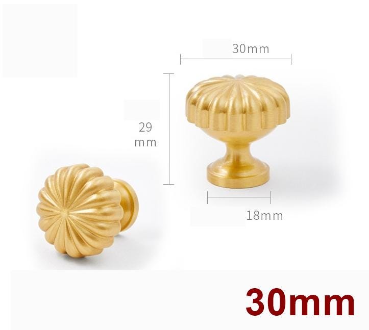 Elegant Classic Solid Brass Cabinet Knobs Matte Gold Finish Flower-Inspired Decorative Handles Drawers Dressers Vintage Furniture Upgrade