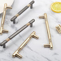 Modern Industrial Style Metal Cabinet Handles Knobs Brushed Gold Grey Finishes Stylish Design Kitchen Bathroom Bedroom Furniture
