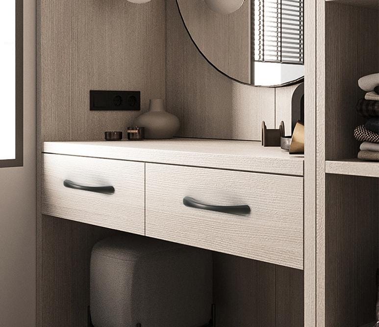 Modern Minimalist Matte Black Solid Brass Cabinet Handles Drawer Pulls Kitchen Bathroom Furniture Sleek Design Clean Lines Smooth Finish