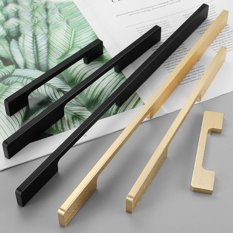 Modern Minimalist Metal Cabinet Handles Matte Black Brushed Gold Drawer Pulls Contemporary Furniture Hardware Kitchen Door Handles Sleek