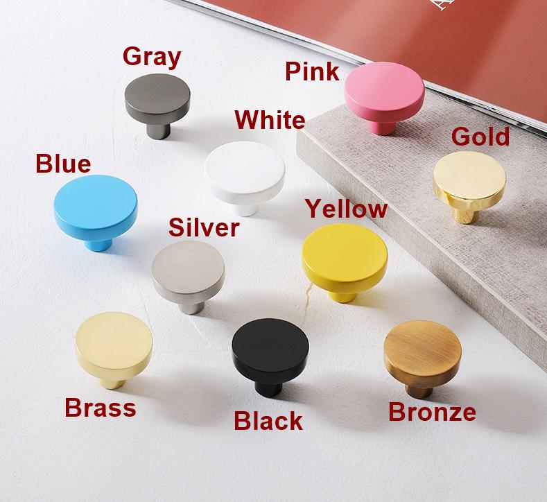 Colorful Modern Minimalist Metal Cabinet Knobs Multicolor Drawer Pulls Round Handles Kitchen Bedroom Furniture Contemporary Decor Hardware