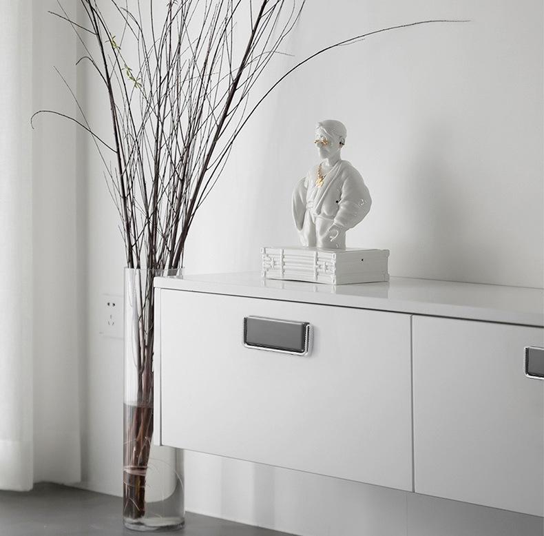 Minimalist Modern Rectangular Metal Cabinet Pulls Black Gold Silver Handles Drawer Dresser Furniture Sleek Contemporary Hardware Knobs