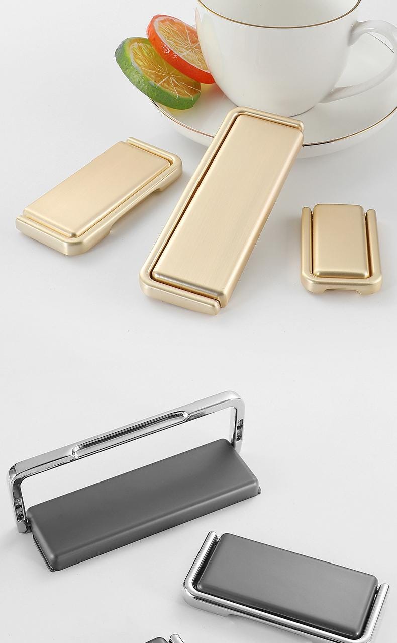 Minimalist Modern Rectangular Metal Cabinet Pulls Black Gold Silver Handles Drawer Dresser Furniture Sleek Contemporary Hardware Knobs