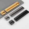 Modern Minimalist Recessed Metal Cabinet Pulls Black Gold Gray Handles Sleek Drawer Door Pulls Flush Mount Hidden Hardware Furniture Knobs