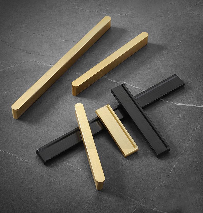 Modern Minimalist Metal Cabinet Handles Gold Black Drawer Pulls Sleek Long Door Handles Contemporary Furniture Hardware Kitchen Closet