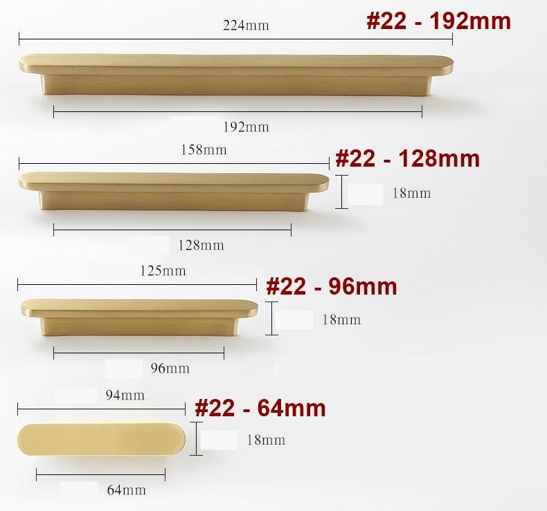 Brushed Gold Solid Brass Cabinet Pulls Knobs Modern Minimalist Handles Kitchen Drawers Doors Dressers Furniture Scandinavian Hardware