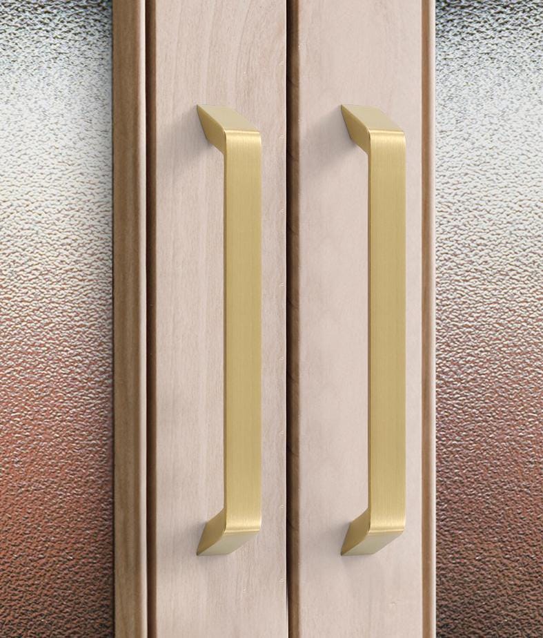Brushed Gold Solid Brass Cabinet Pulls Knobs Modern Minimalist Handles Kitchen Drawers Doors Dressers Furniture Scandinavian Hardware
