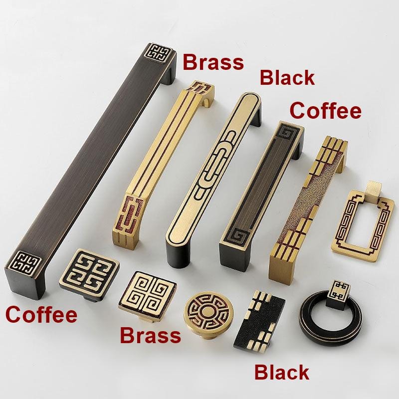 Solid Brass Oriental Cabinet Pulls & Knobs - Antique Bronze Finish - #2 27mm Brass / 1pc