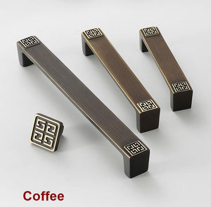 Solid Brass Oriental Cabinet Pulls & Knobs - Antique Bronze Finish - #2 34mm Black / 1pc