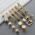 Modern Gold Solid Brass Cabinet Pulls and Knobs Geometric Minimalist Drawer Handles Kitchen Dresser Wardrobe Furniture Brushed Brass Finish