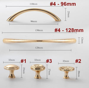 Solid Brass Floral Cabinet Pulls & Knobs - Gold Finish for Cabinets - #2 / 1pc