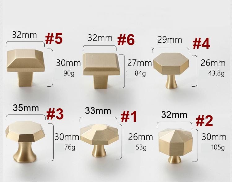 Modern Geometric Solid Brass Cabinet Knobs Matte Black Gold Silver Square Octagon Drawer Pulls Kitchen Dresser Closet Furniture Decoration