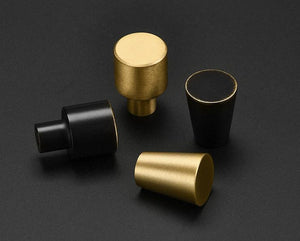Solid Brass Geometric Cabinet Pulls & Knobs - Brushed Gold Finish - #4 Brass 32mm / 1pc