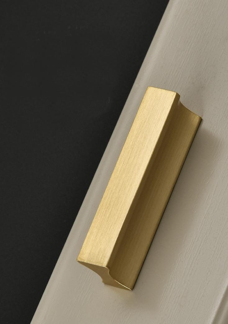 Modern Classic Solid Brass Cabinet Handles Brushed Gold Matte Black Pulls Kitchen Wardrobe Dresser Minimalist Furniture Hardware Geometric