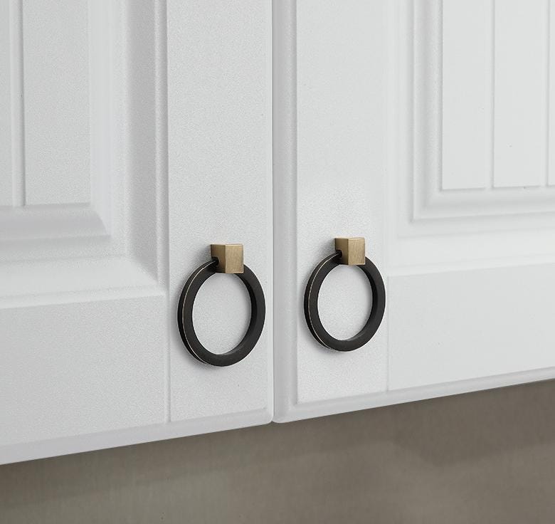 Mid-Century Modern Solid Brass Cabinet Handles Gold Black Dresser Pulls Curved Design Vintage Drawer Knobs Kitchen Closet Furniture Decor