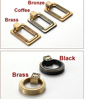 Solid Brass Square Cabinet Pulls & Knobs - Brushed Gold Finish - #5 Coffee / 1pc