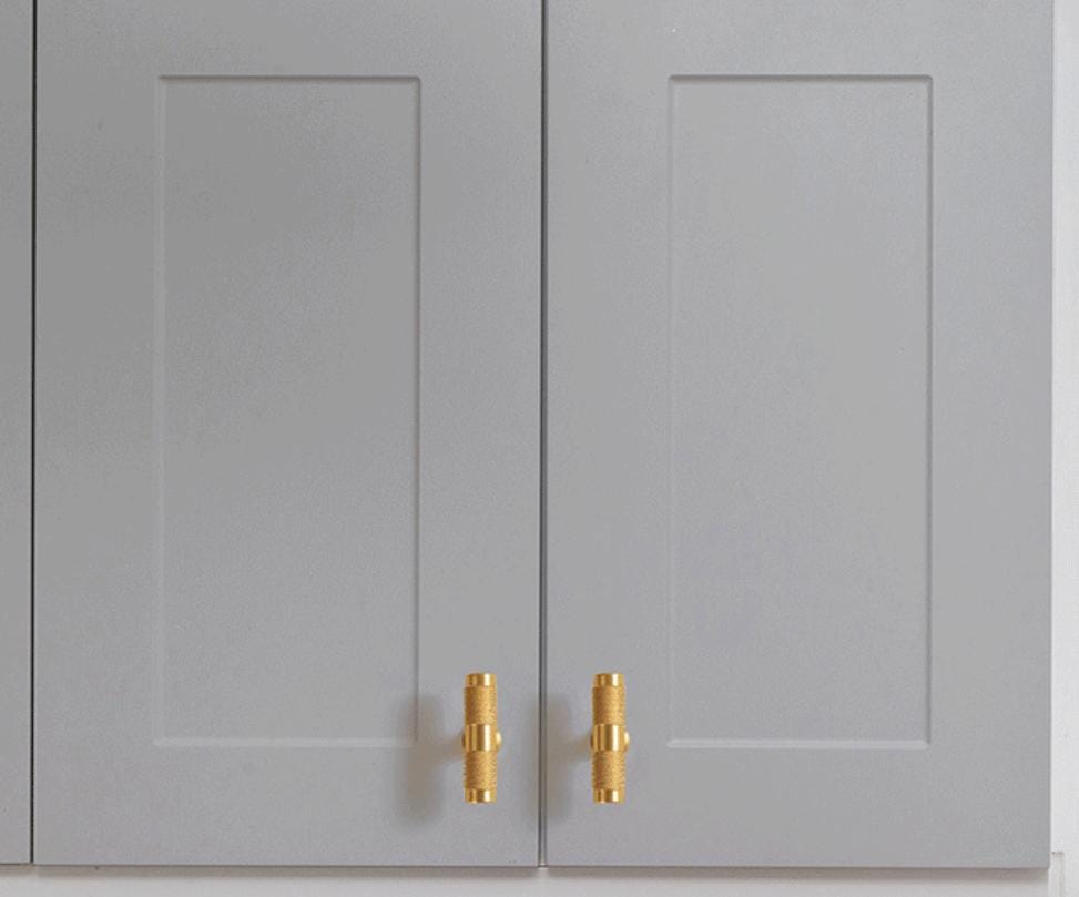 Knurled Solid Brass Drawer Pulls Industrial Modern Textured Cabinet Handles Brushed Finish Kitchen Bathroom Furniture Renovation Projects