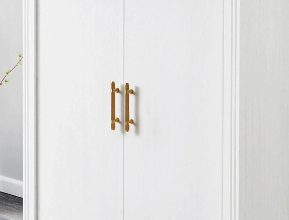 Knurled Solid Brass Drawer Pulls Industrial Modern Textured Cabinet Handles Brushed Finish Kitchen Bathroom Furniture Renovation Projects