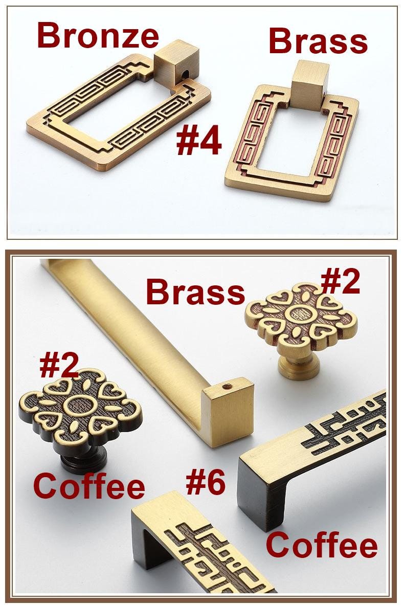 Solid Brass Geometric Cabinet Pulls & Knobs - Black Finish Hardware - #4 Black / 1pc