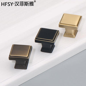 Solid Brass Square Cabinet Pulls & Knobs - Black Finish Hardware - #2 Coffee / 1pc